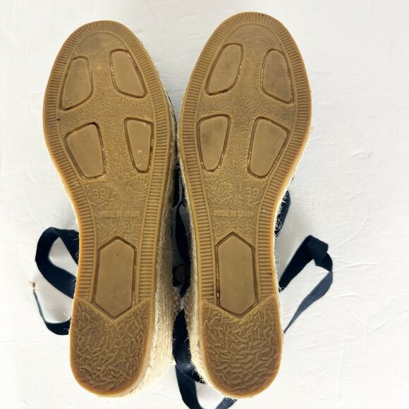 Viscata Escala Canvas Espadrille Wedges Size 39 US 8 Navy Blue Lace Up Handmade - Picture 10 of 10
